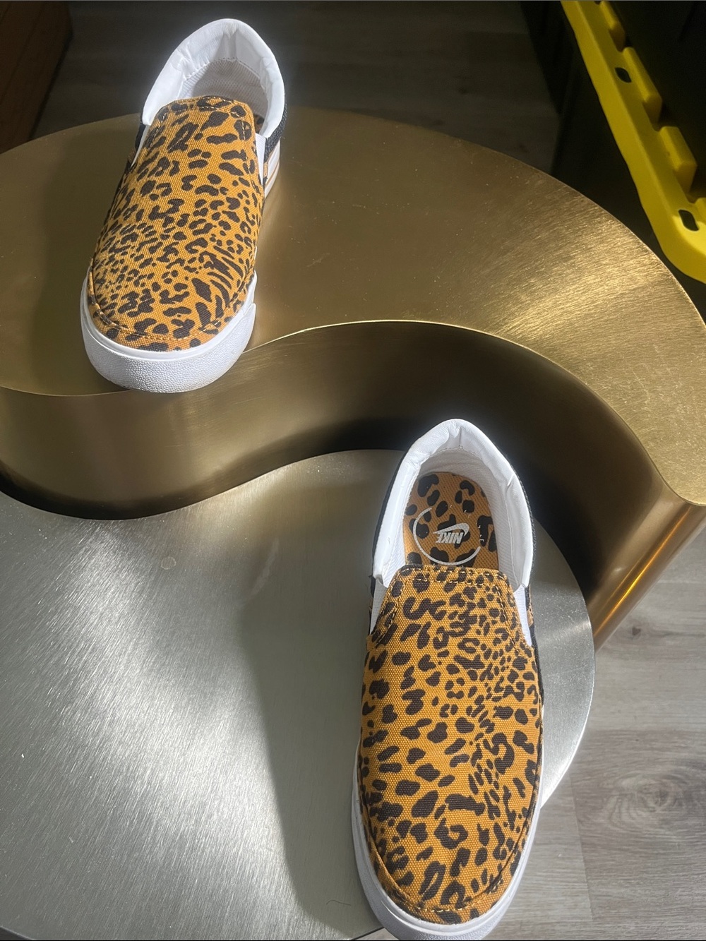 Nike Women's Slip-On Sneakers in Leopard Print & White